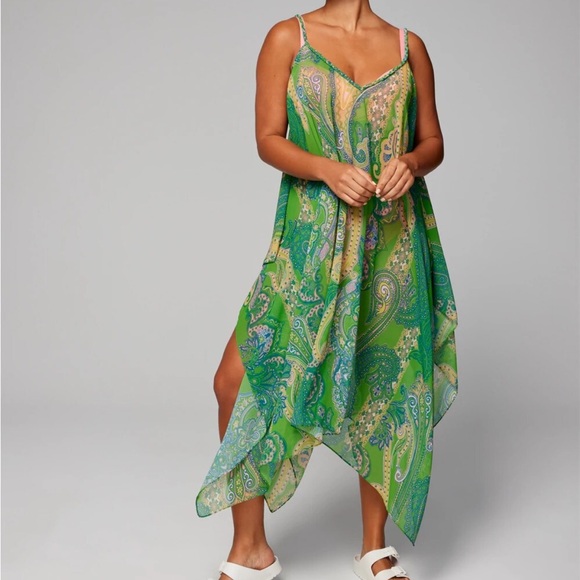 Soma Green Chiffon Scarf-Hem Cover-Up Dress - Picture 4 of 13